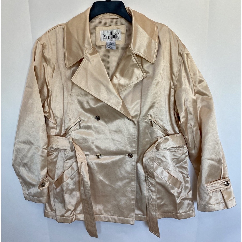 Vintage JL Colebrook Jacket Blouse Womens Medium Pink Peach Button Up Grannycore